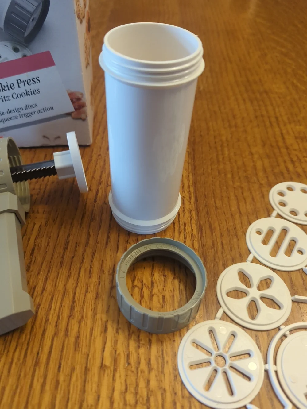Wilton Cookie Press Gray and White for Spritz Cookies with 10 Discs - Unused